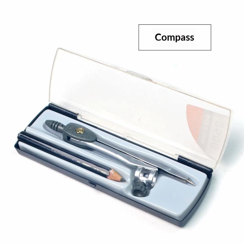 Math Geometry Set With Compass - Metal Kilitli Pergel Seti, Taşınabilir Daire